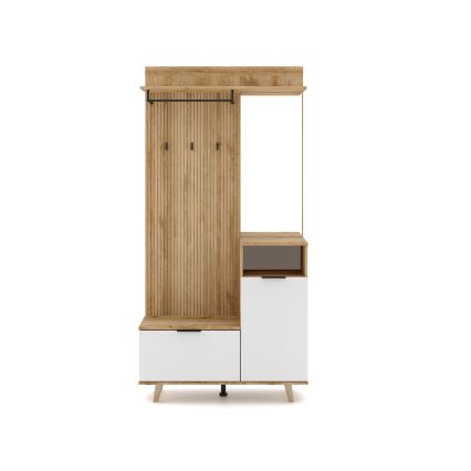 Mueble para recibidor con espejo SVEN marrón/blanco