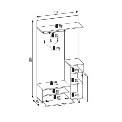 Mueble para recibidor con espejo SVEN marrón/blanco