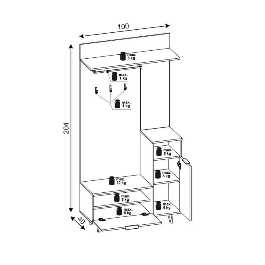 Mueble para recibidor con espejo SVEN marrón/blanco