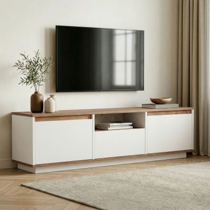 Mueble para TV KREDE 160x30 cm blanco/pino
