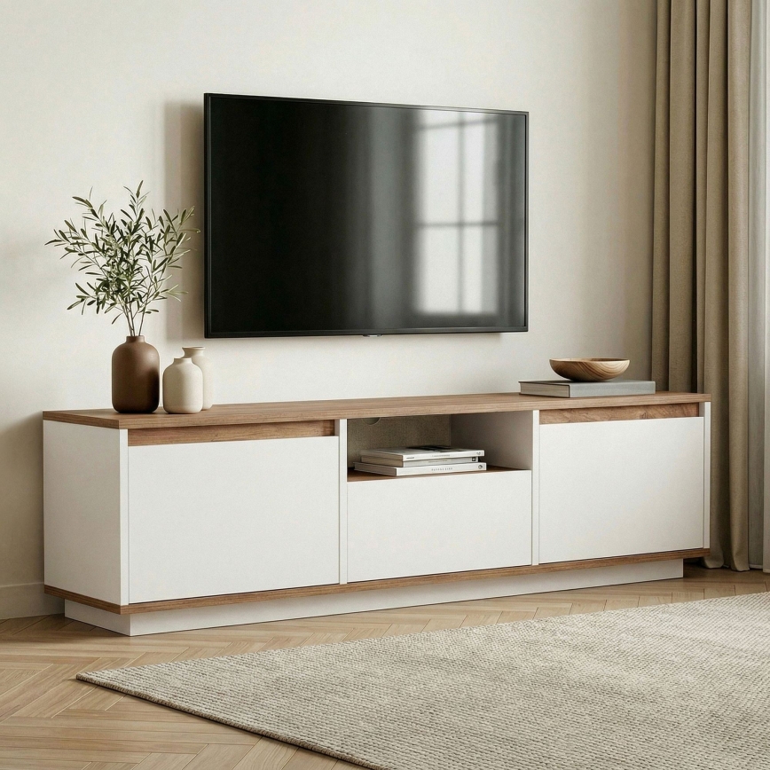 Mueble para TV KREDE 160x30 cm blanco/pino