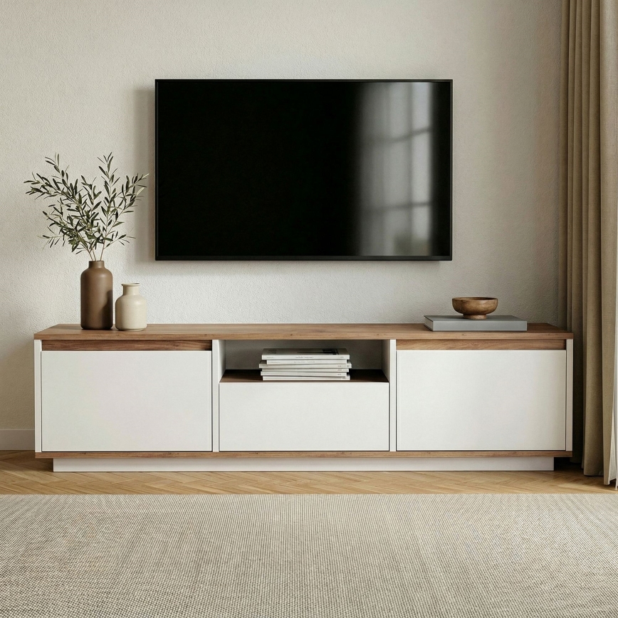 Mueble para TV KREDE 160x30 cm blanco/pino