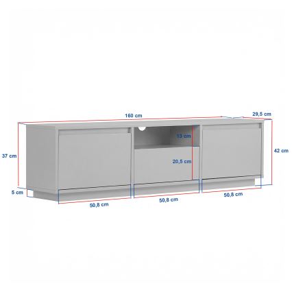 Mueble para TV KREDE 160x30 cm blanco/pino