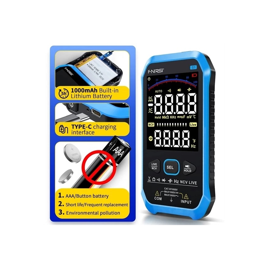 Multímetro 1000 mAh 5 V