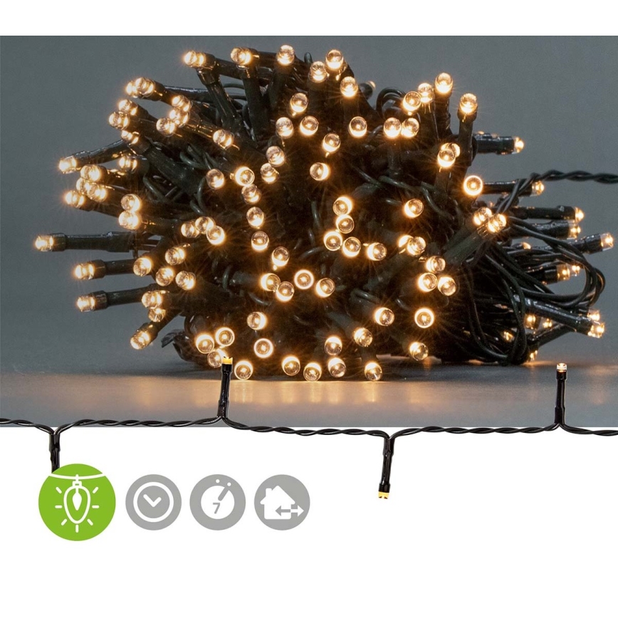 Guirnalda LED para exteriores 192xLED/7 funciones/3xAA 14,9m IP44 blanco cálido
