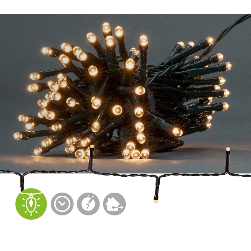 Guirnalda navideña LED para exterior 48xLED/7 funciones/3xAA 4,1m IP44 blanco cálido