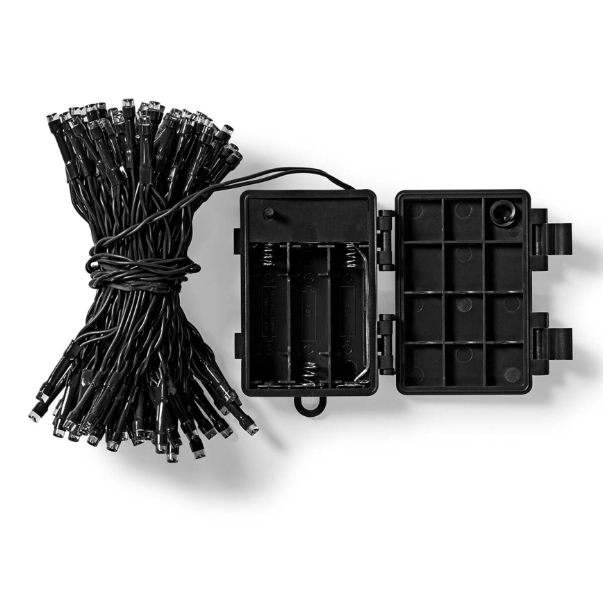 Guirnalda LED para exterior 96 LEDs/7 funciones/3xAA 7,7m IP44 blanco cálido