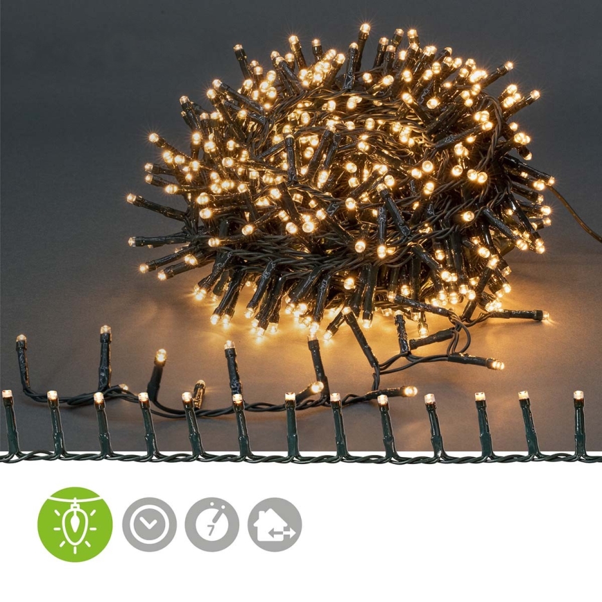 Guirnalda LED para exterior 400 LEDs/7 funciones 11 m IP44 blanco cálido