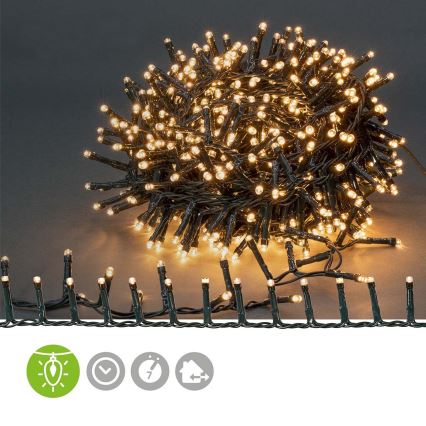 Guirnalda LED para exterior 560 LEDs, 7 funciones, 14 m, IP44, blanco cálido