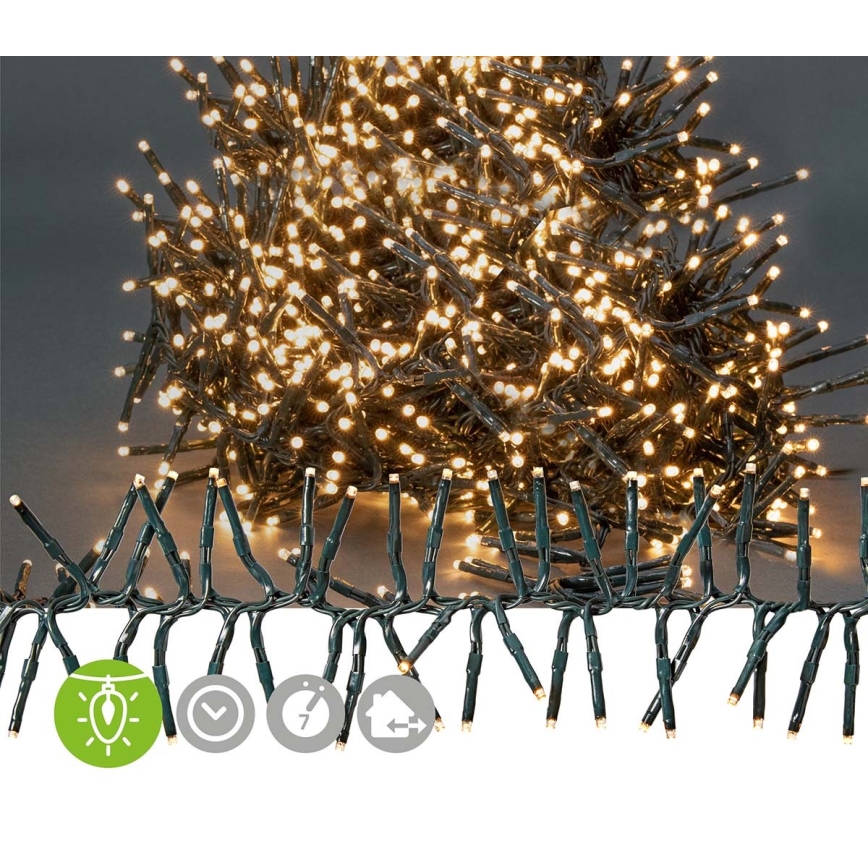 Guirnalda LED para exterior 1512 LEDs/7 funciones, 14 m, IP44, blanco cálido