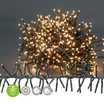 Cadena de luces LED para exterior, 768 LED, 7 funciones, 8,6 m, IP44, blanco cálido