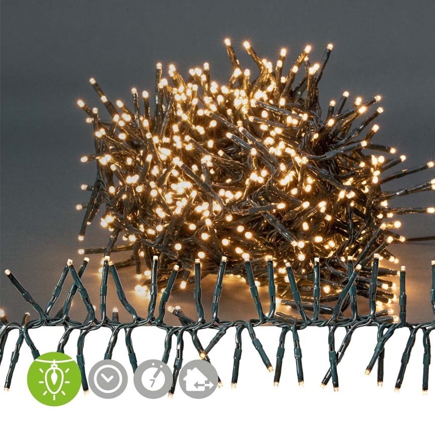 Cadena de luces LED para exterior, 768 LED, 7 funciones, 8,6 m, IP44, blanco cálido