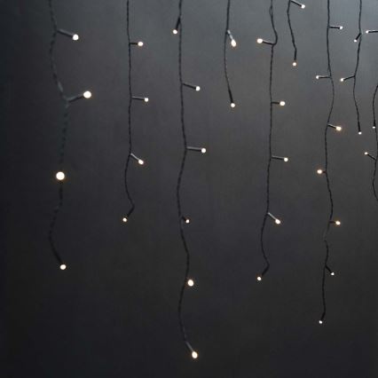 Cortina LED exterior 180 LEDs, 7 funciones, 10,9 m, IP44, blanco cálido