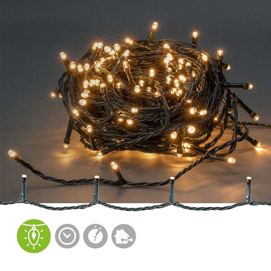 Cadena de luces LED para exterior 180xLED/7 funciones 16,5m IP44 blanco cálido