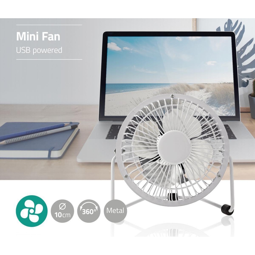 Ventilador de sobremesa 3 W/USB 10 cm blanco