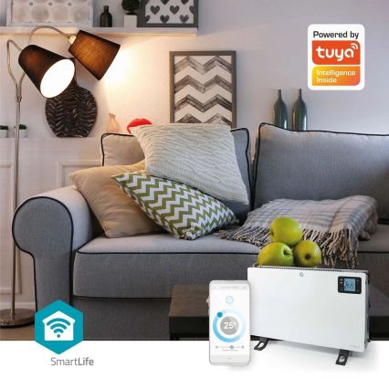 Calefactor eléctrico/convector 750/1250/2000W/230V Wi-Fi Tuya + mando a distancia