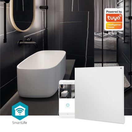 Panel calefactor infrarrojo 350W/230V 59,8x62 cm IP44 Wi-Fi Tuya + mando a distancia