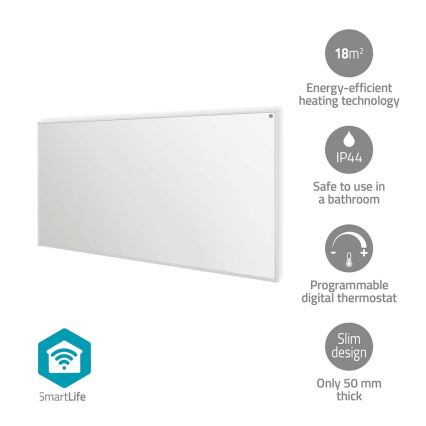 Panel calefactor infrarrojo 700W/230V 120x62 cm IP44 Wi-Fi Tuya + mando a distancia