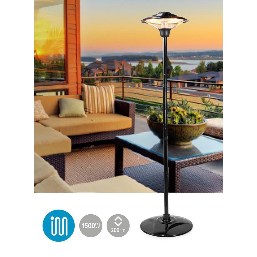 Calefactor eléctrico exterior + soporte 200 cm 1500W/230V calefactor infrarrojo para terraza IP34