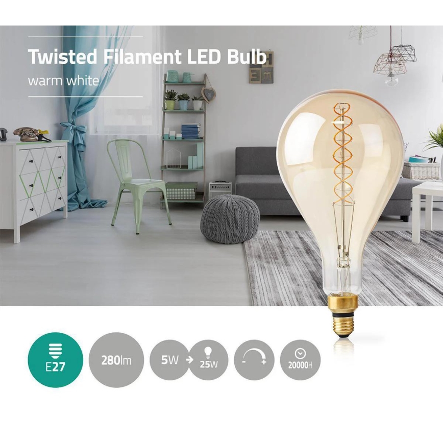 Bombilla LED regulable FILAMENT A160 E27/5W/230V 2000K