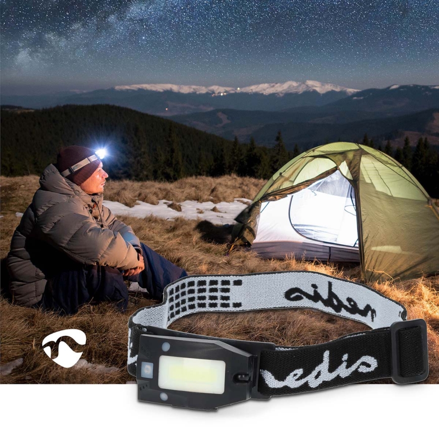 Linterna frontal LED recargable y regulable con sensor de movimiento LED/5V 500 mAh IPX4 negra