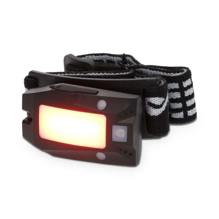 Linterna frontal LED recargable y regulable con sensor de movimiento LED/5V 500 mAh IPX4 negra