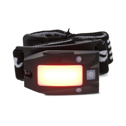 Linterna frontal LED recargable y regulable con sensor de movimiento LED/5V 500 mAh IPX4 negra