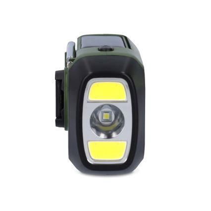 Radio DAB+/FM con manivela, panel solar y linterna LED 5V/2500 mAh verde/negro