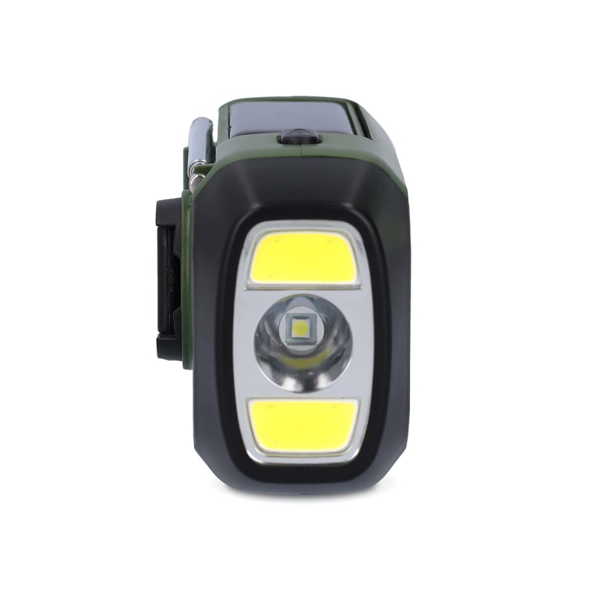 Radio DAB+/FM con manivela, panel solar y linterna LED 5V/2500 mAh verde/negro