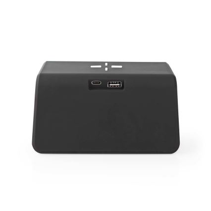 Reloj despertador con pantalla LCD y cargador inalámbrico 15W/5V 1xCR2032 negro