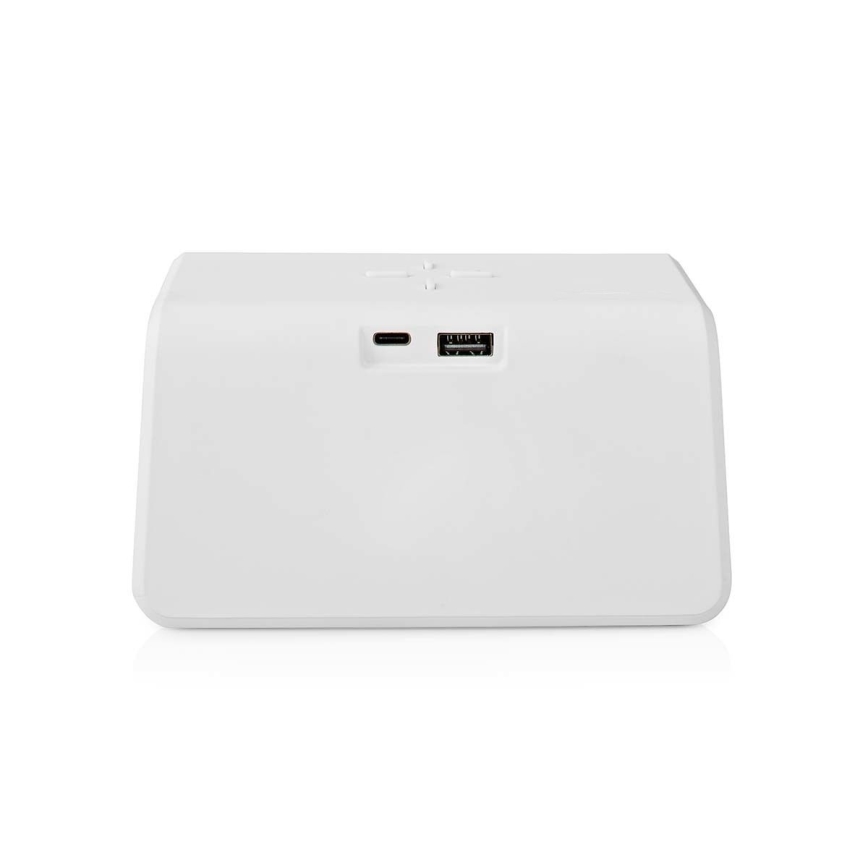 Reloj despertador con pantalla LCD y cargador inalámbrico 15W/5V 1xCR2032 blanco
