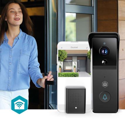 Timbre inteligente con cámara y sensor de movimiento SmartLife, batería 4400 mAh, Full HD 1296p, IP44, Wi-Fi, compatible con Tuya