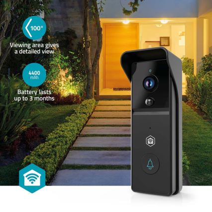 Timbre inteligente con cámara y sensor de movimiento SmartLife, batería 4400 mAh, Full HD 1296p, IP44, Wi-Fi, compatible con Tuya