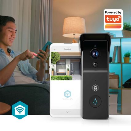 Timbre inteligente con cámara y sensor de movimiento SmartLife, batería 4400 mAh, Full HD 1296p, IP44, Wi-Fi, compatible con Tuya
