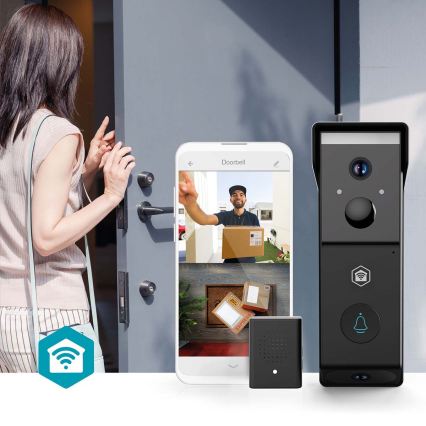 Timbre de vídeo con sensor de movimiento SmartLife, batería de 4400 mAh, 2x Full HD 1080p, IP54, Wi-Fi Tuya