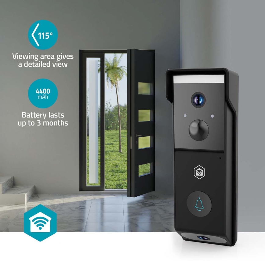 Timbre de vídeo con sensor de movimiento SmartLife, batería de 4400 mAh, 2x Full HD 1080p, IP54, Wi-Fi Tuya