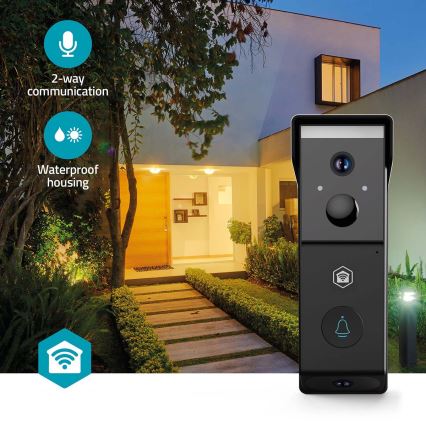 Timbre de vídeo con sensor de movimiento SmartLife, batería de 4400 mAh, 2x Full HD 1080p, IP54, Wi-Fi Tuya