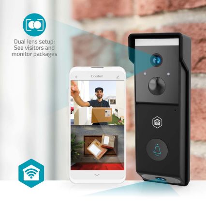 Timbre de vídeo con sensor de movimiento SmartLife, batería de 4400 mAh, 2x Full HD 1080p, IP54, Wi-Fi Tuya