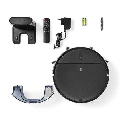 Aspiradora robótica inteligente con mopa 28W/2500 mAh Wi-Fi negra + mando a distancia