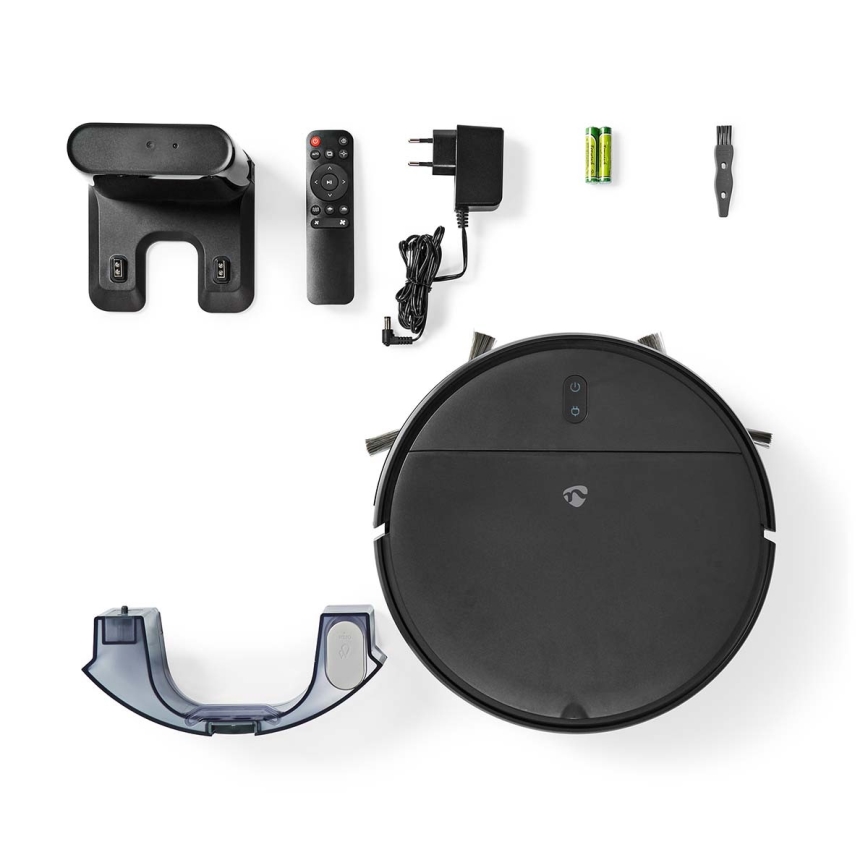 Aspiradora robótica inteligente con mopa 28W/2500 mAh Wi-Fi negra + mando a distancia