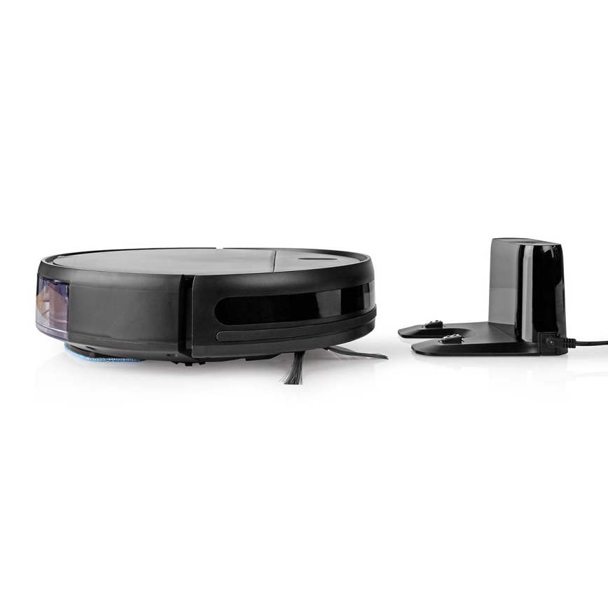 Aspiradora robótica inteligente con mopa 28W/2500 mAh Wi-Fi negra + mando a distancia
