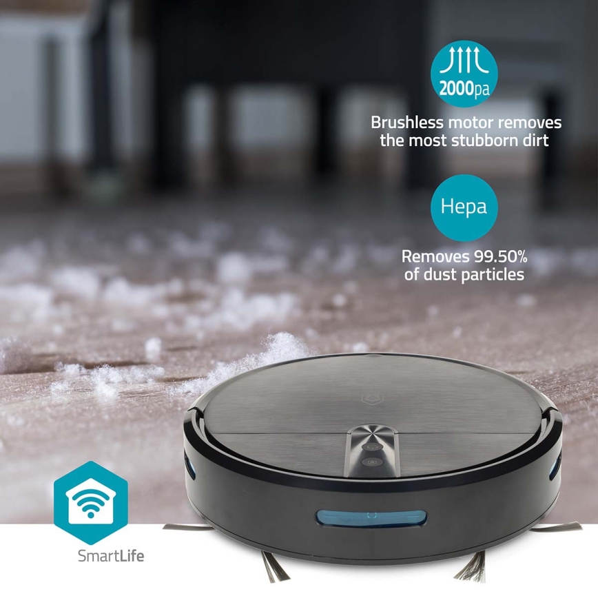 Robot aspirador y fregador inteligente SmartLife 2600 mAh Wi-Fi Tuya negro + control remoto