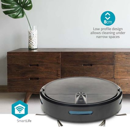 Robot aspirador y fregador inteligente SmartLife 2600 mAh Wi-Fi Tuya negro + control remoto
