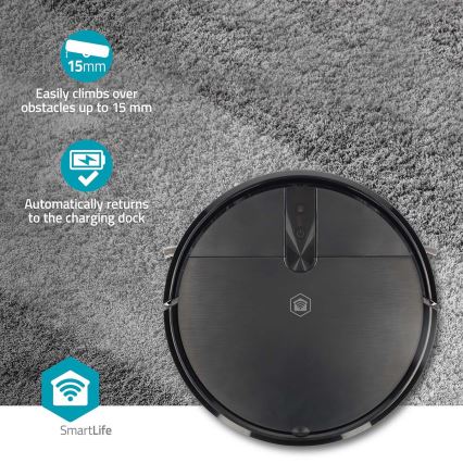 Robot aspirador y fregador inteligente SmartLife 2600 mAh Wi-Fi Tuya negro + control remoto