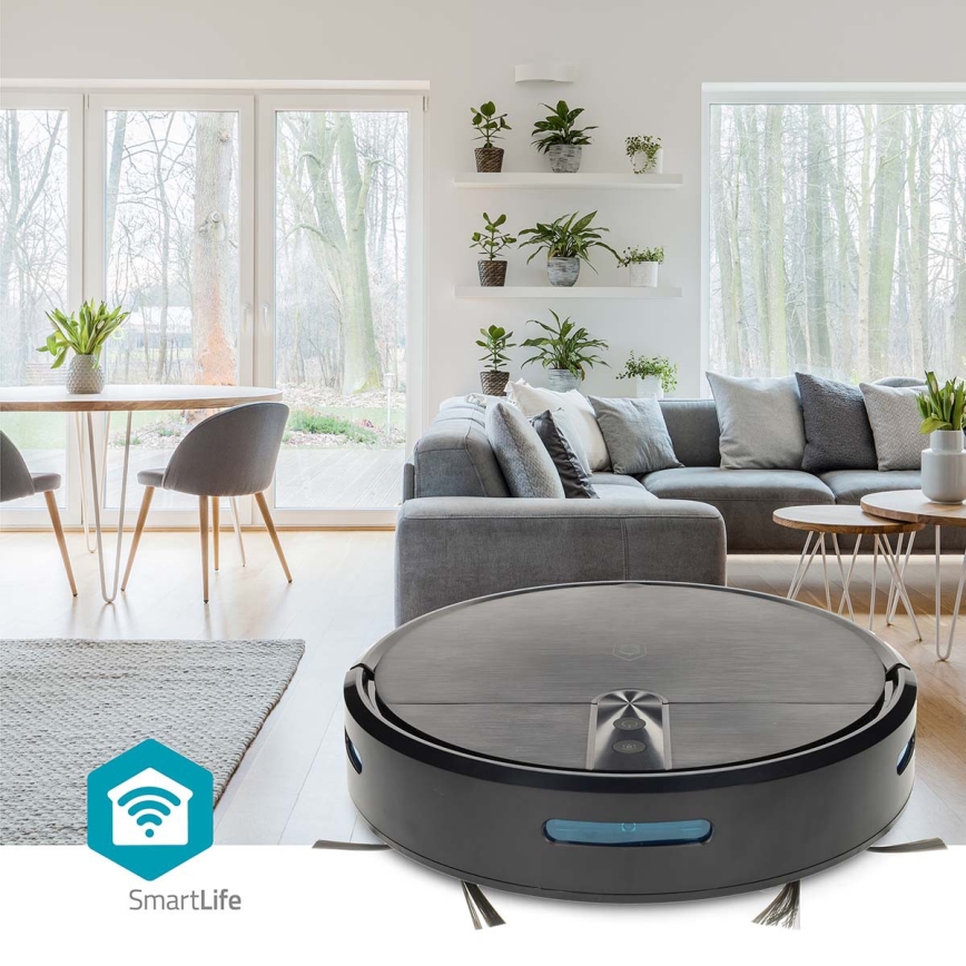 Robot aspirador y fregador inteligente SmartLife 2600 mAh Wi-Fi Tuya negro + control remoto