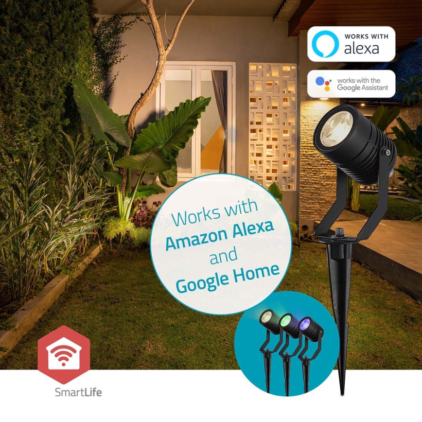 Pack de 3 lámparas LED RGBW regulables para exterior SmartLife LED/3W/230V IP65 Wi-Fi Tuya negras