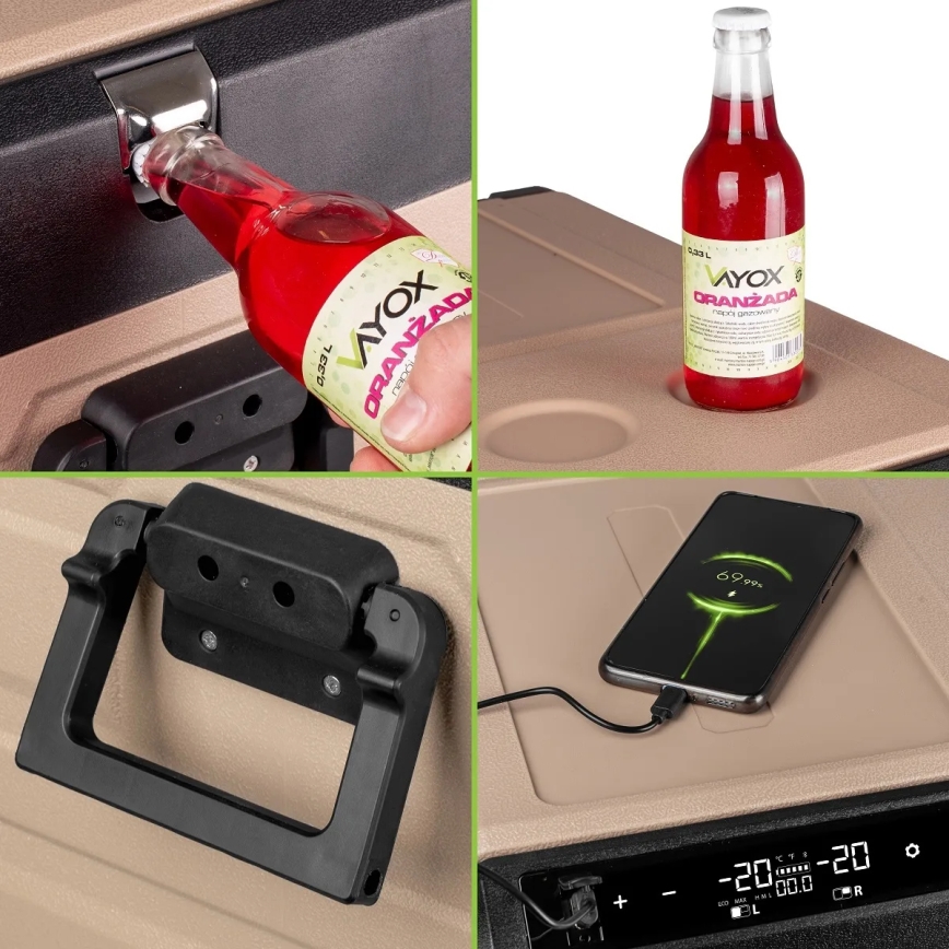 Nevera portátil para coche con pantalla LCD 39 l 230V/12V/24V marrón