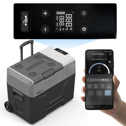 Nevera portátil para coche con pantalla LCD 40 l 230V/12V/24V negro