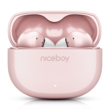 Niceboy Pins 4 - Auriculares inalámbricos con ANC 400 mAh + 2x 50 mAh IPX4 rosa