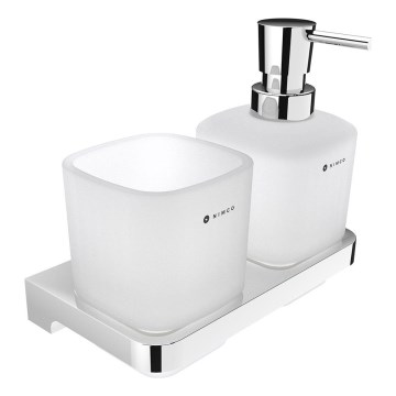 NIMCO MA 2905831C-26 - Dispensador de jabón de pared y soporte para cepillos de dientes MAYA 320 mm mate tarros/cromo brillante